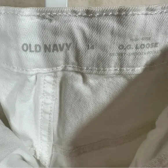 Old Navy White Straight Leg Jeans with Distressed Knees Sz 14 - Picture 4 of 8